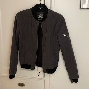 Quilted dark grey bomber jacket